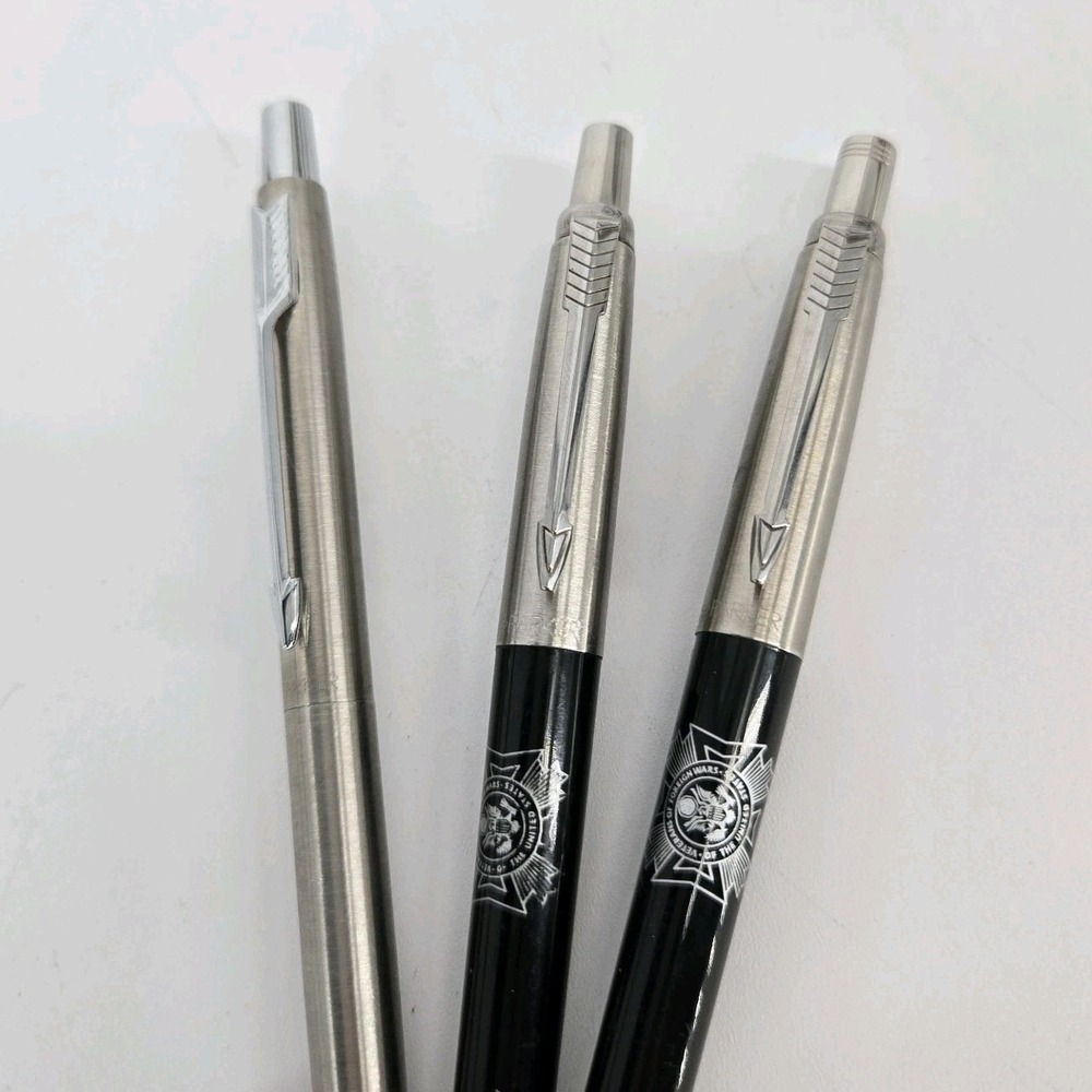 Parker Jotter Mechanical Pencil Pen Lot Stainless Steel VFW Logo Set 3pc Black